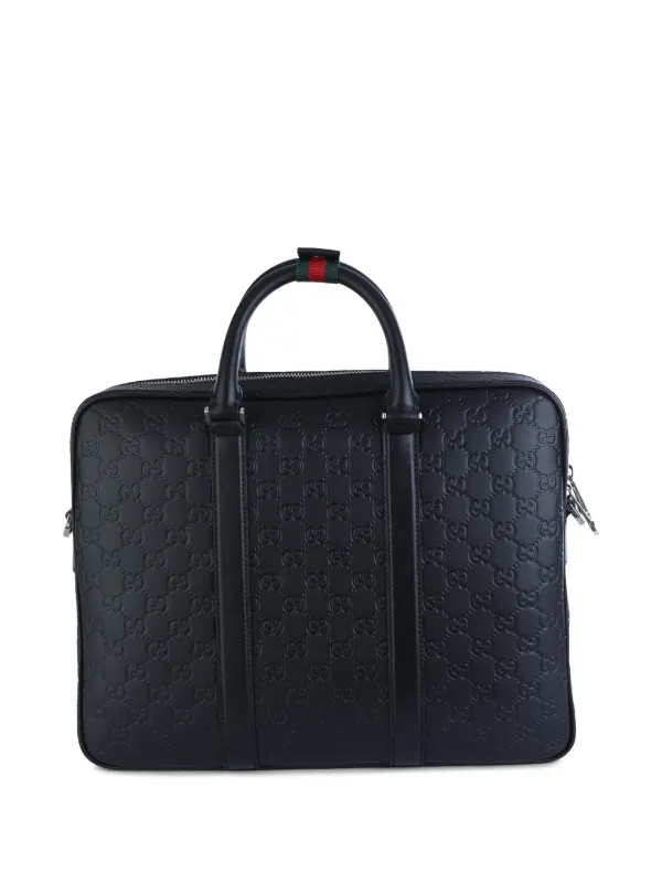 Gucci GG Embossed Handle Briefcase | Black | FARFETCH