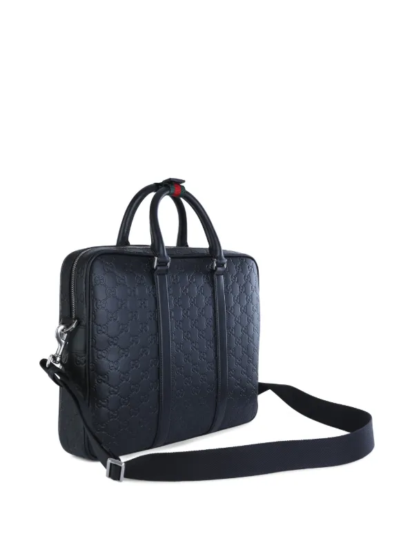 Gucci GG Embossed Handle Briefcase | Black | FARFETCH