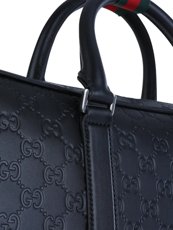 Gucci GG Embossed Handle Briefcase | Black | FARFETCH