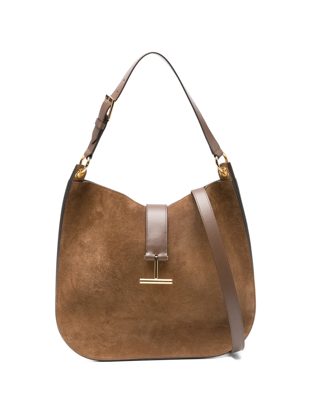 TOM FORD large T-signature shoulder bag - Marrone