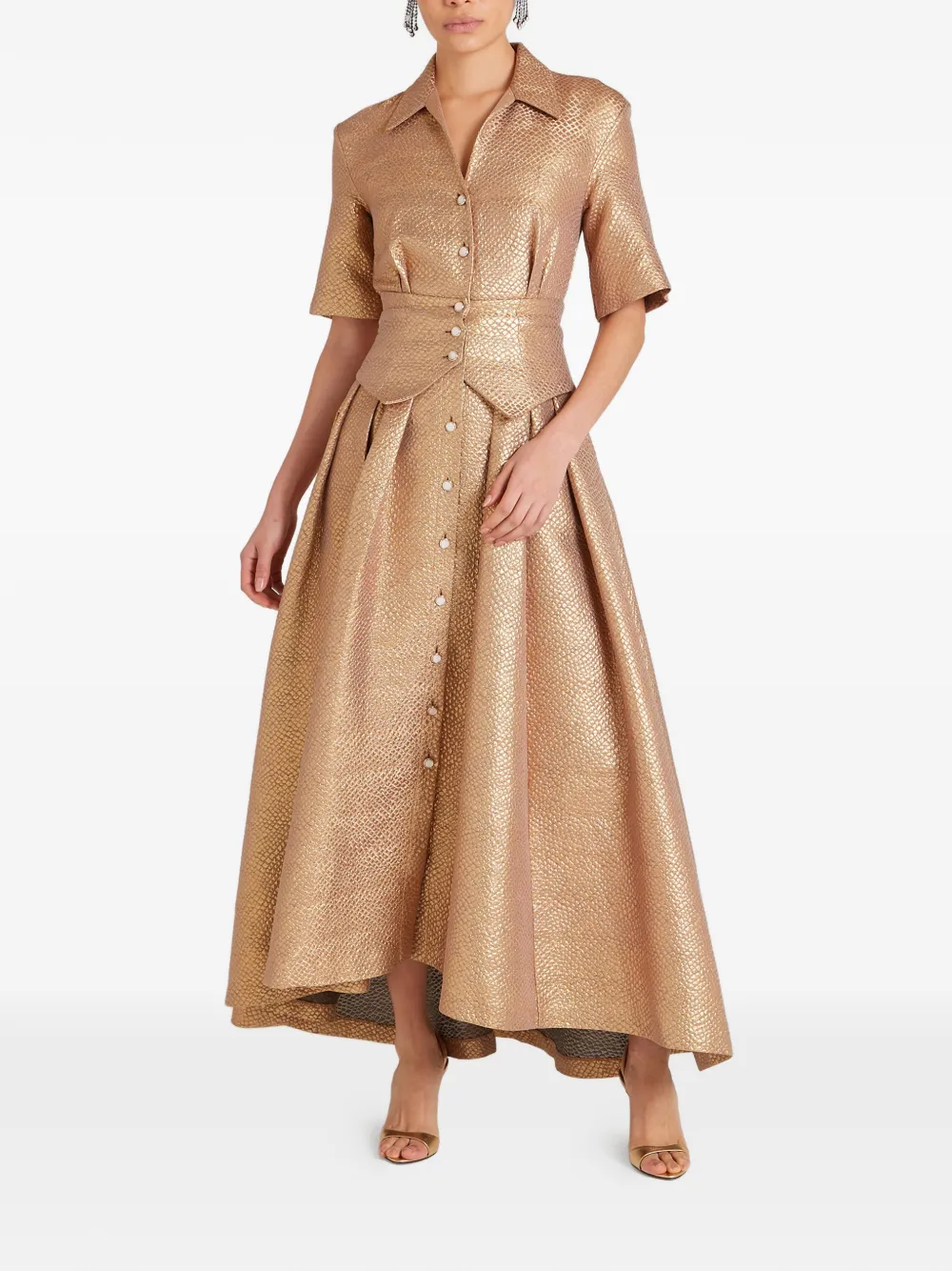 Temperley London Rita buttoned maxi shirt dress - Goud