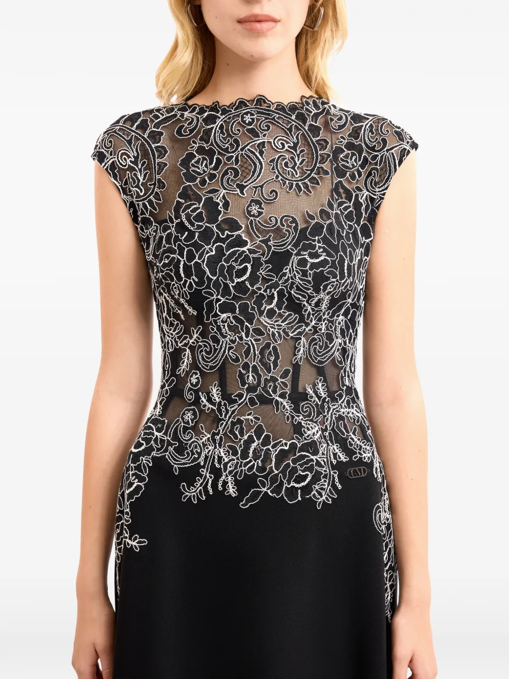 Gemy Maalouf embroidered midi dress - Nero