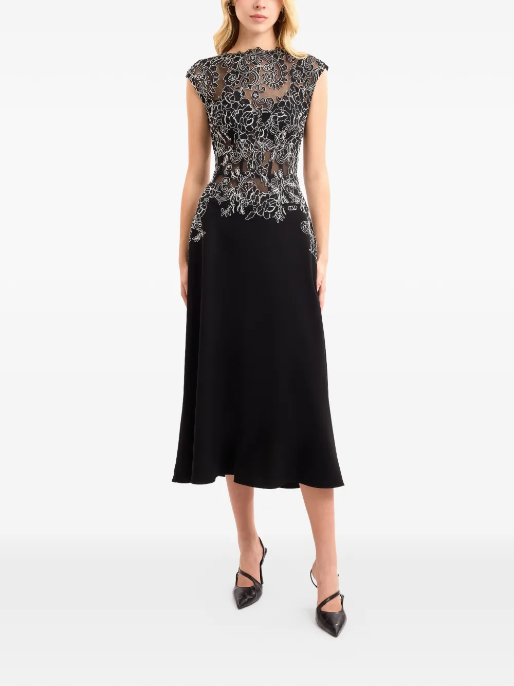 Gemy Maalouf embroidered midi dress - Nero