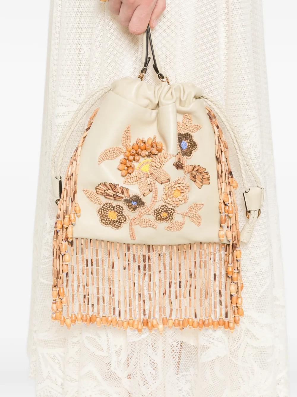  Etro Pre-owned Small Kalispera Beaded Tote Bag - Neutrals 