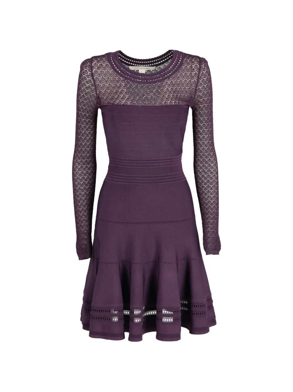 Diane Von Furstenberg Vintage sheer lace long-sleeve mini dress - Viola