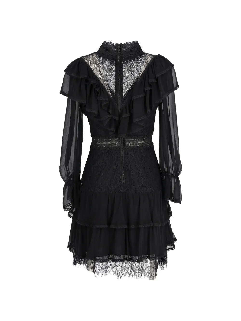Alice + olivia lace chiffon mini dress - Zwart