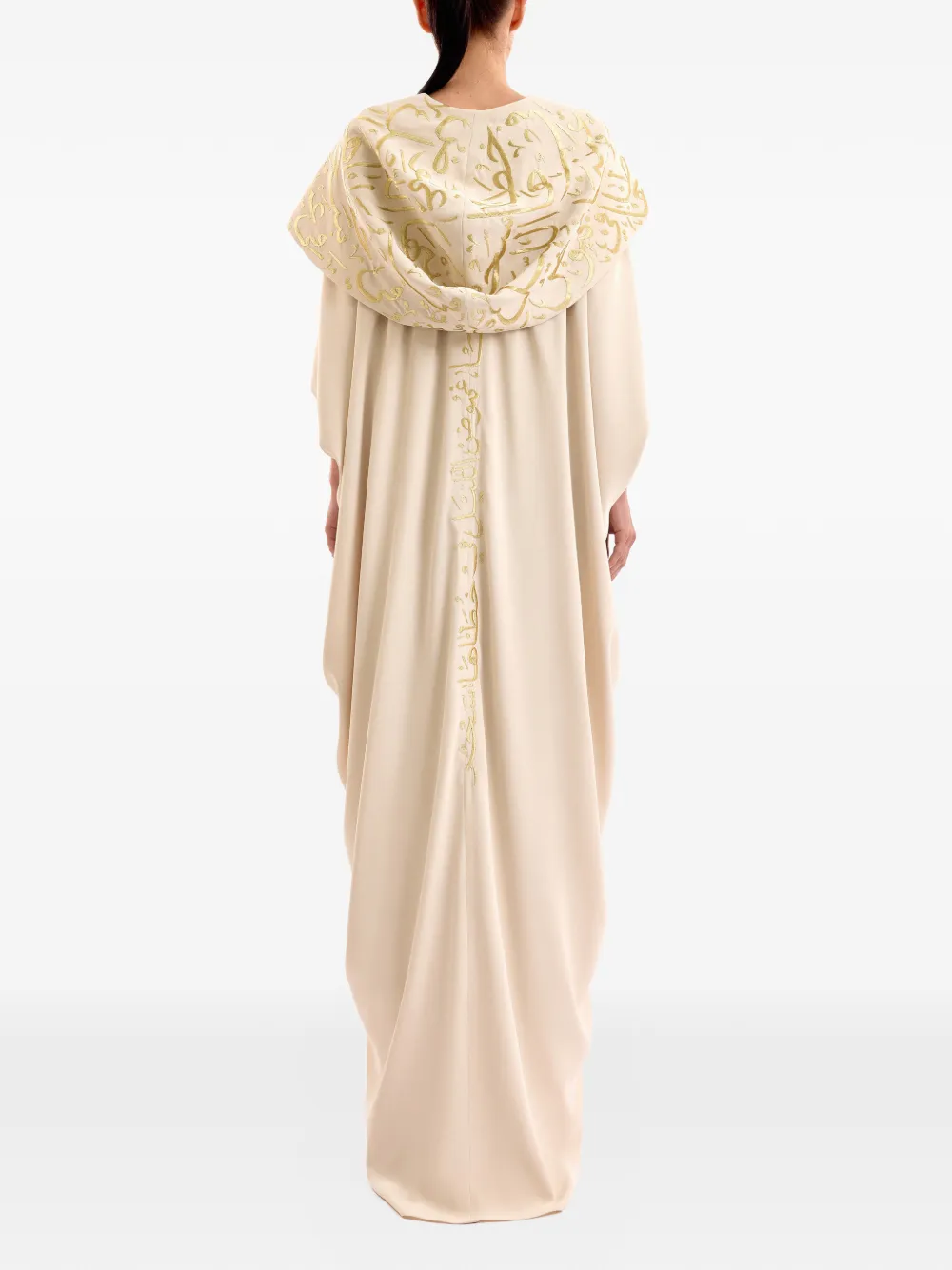 Gemy Maalouf Tuniek met geborduurde kalligrafie en capuchon Beige