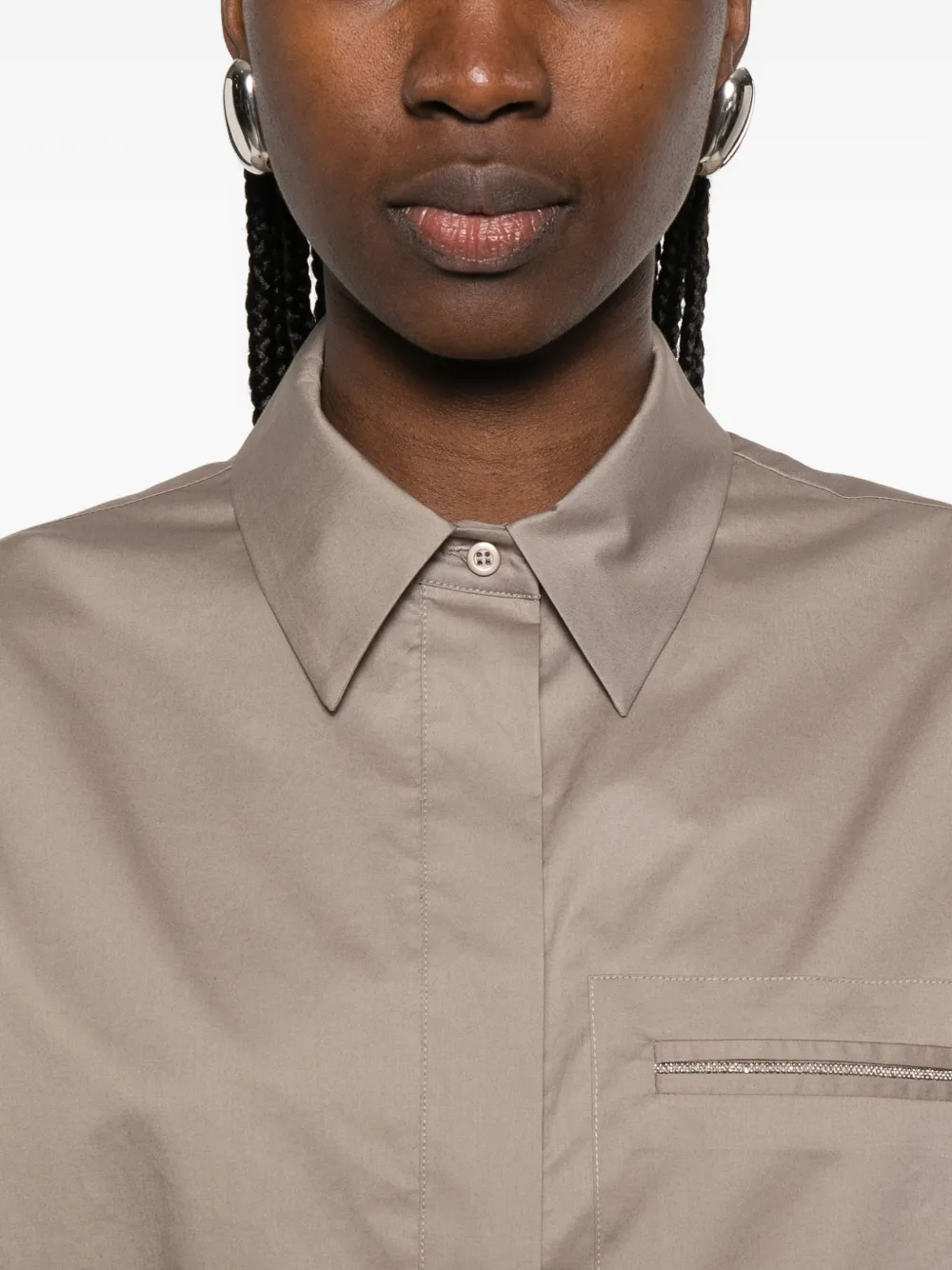 Peserico Blouse met korte mouwen en zak Beige