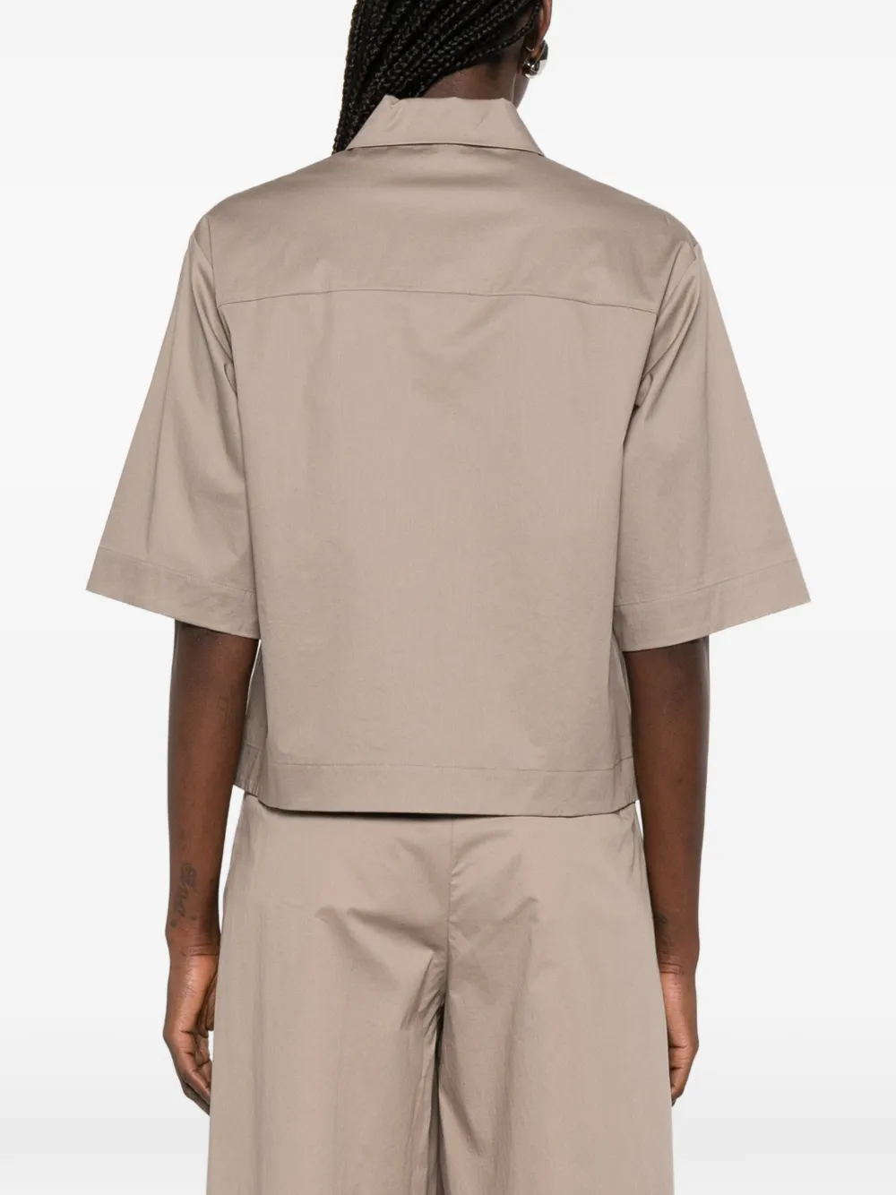Peserico Blouse met korte mouwen en zak Beige
