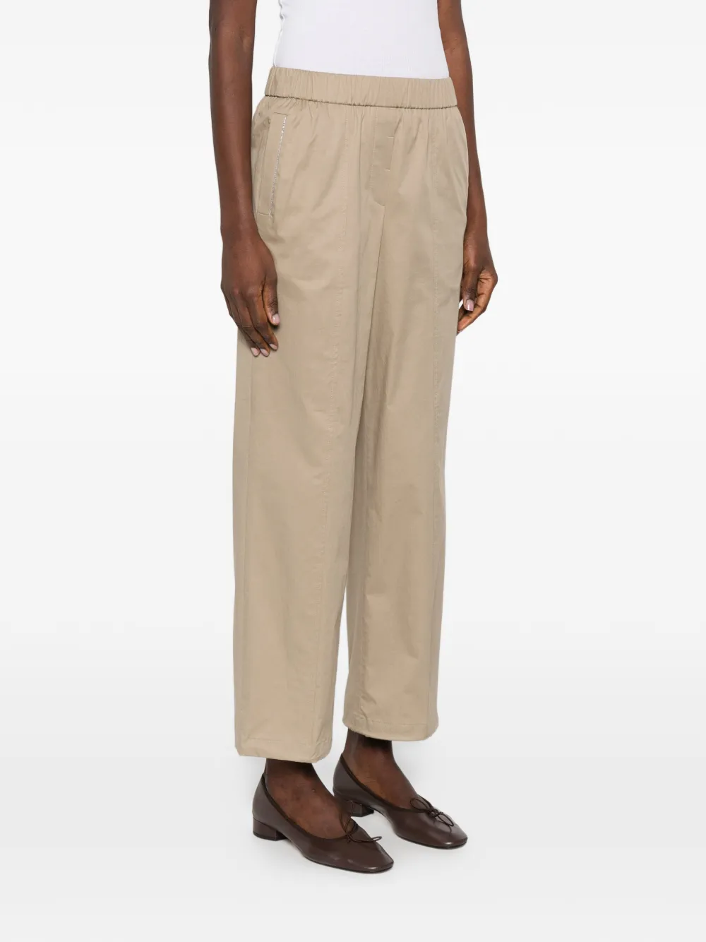 Peserico Elastische broek met vlakken Beige