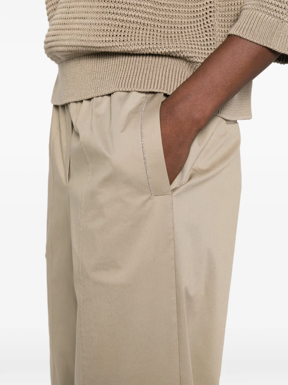 Peserico Elastische broek met vlakken Beige