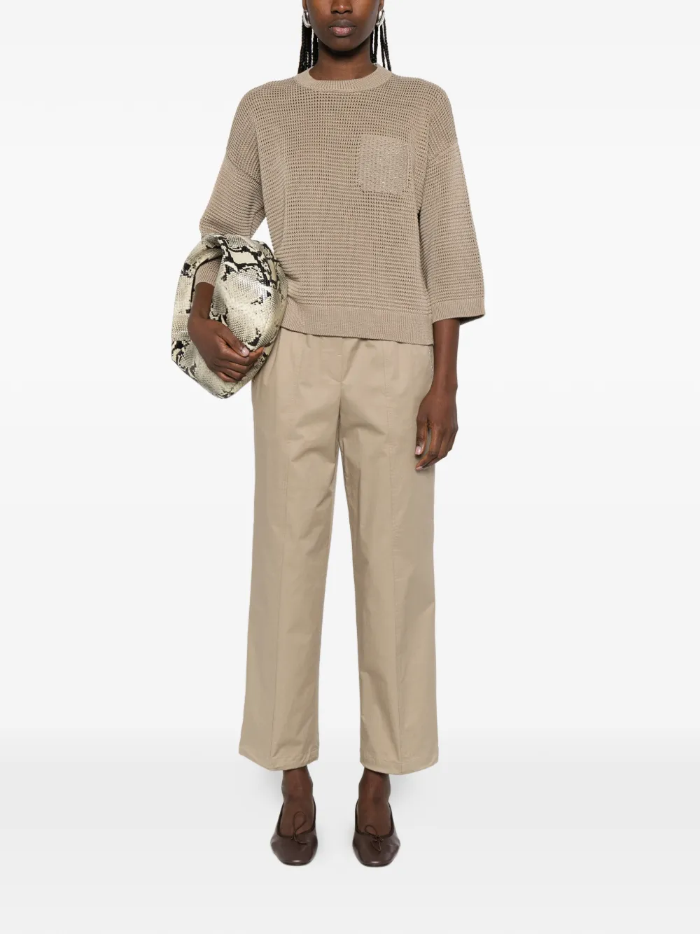 Peserico Elastische broek met vlakken Beige