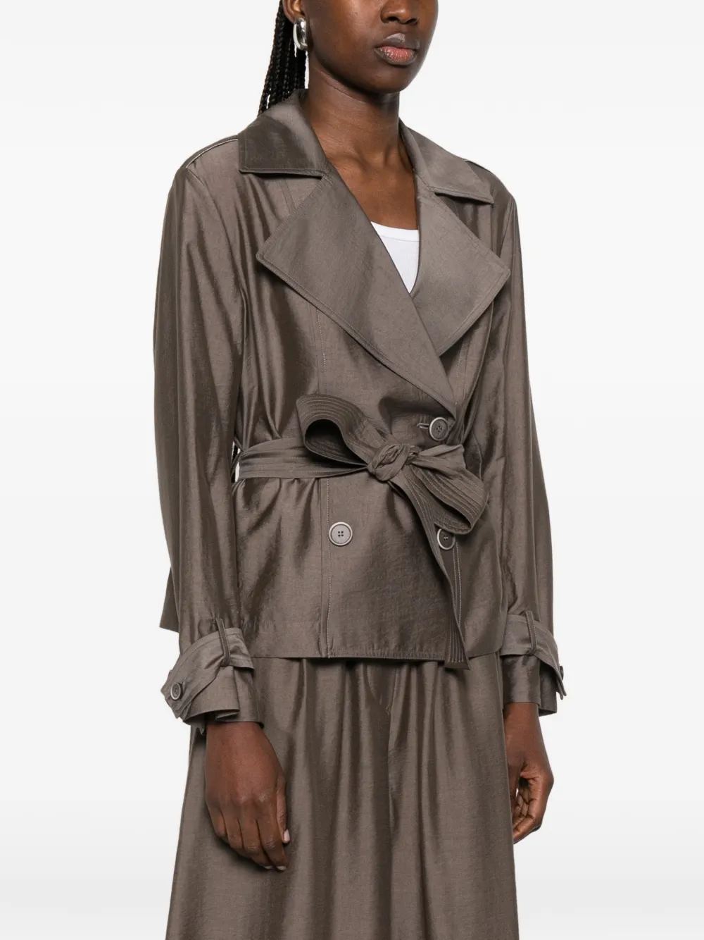  Peserico Belted Double-breasted Jacket - Brown 