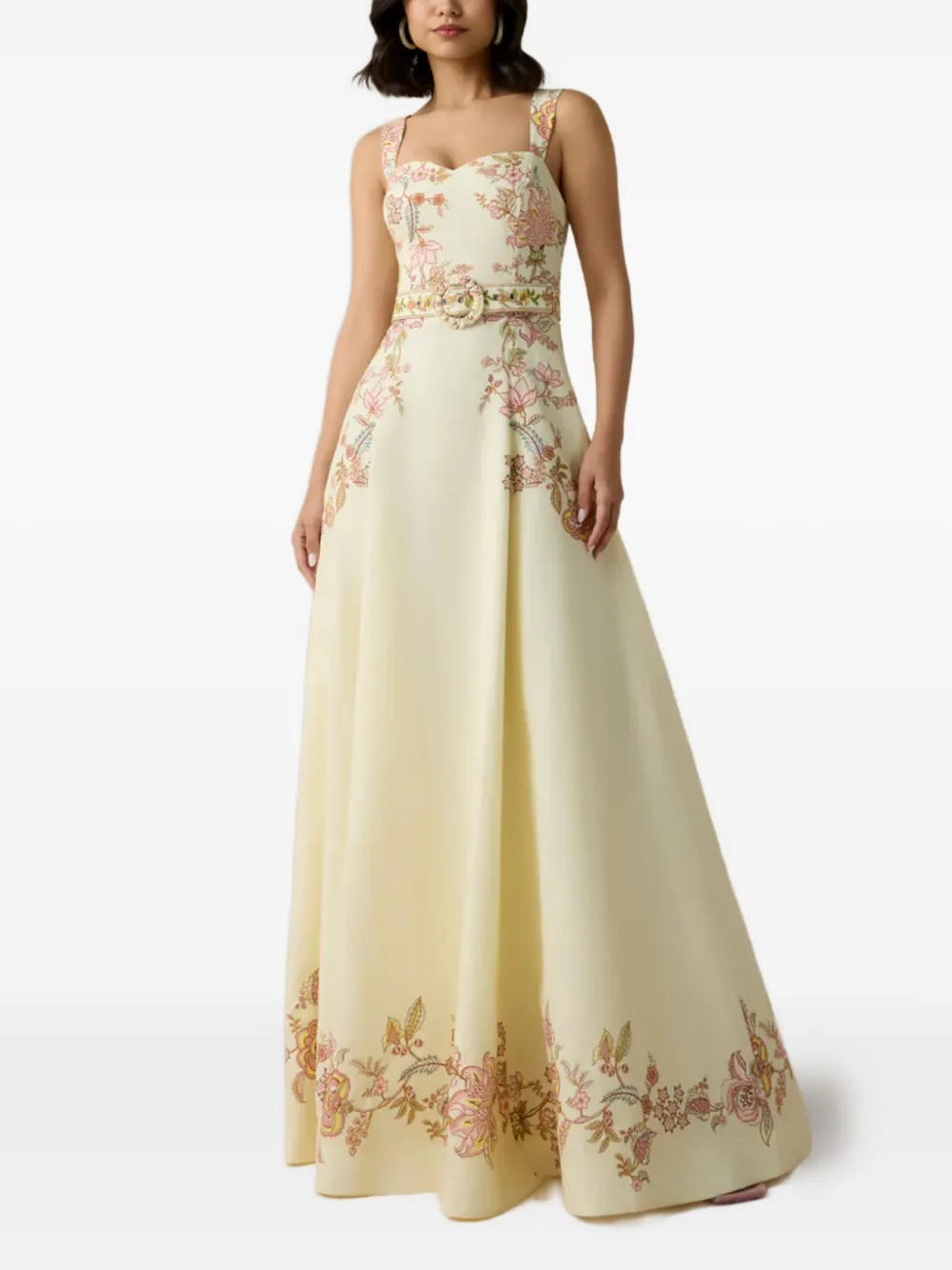 Hemant And Nandita Rian floral-print belted maxi dress - Toni neutri