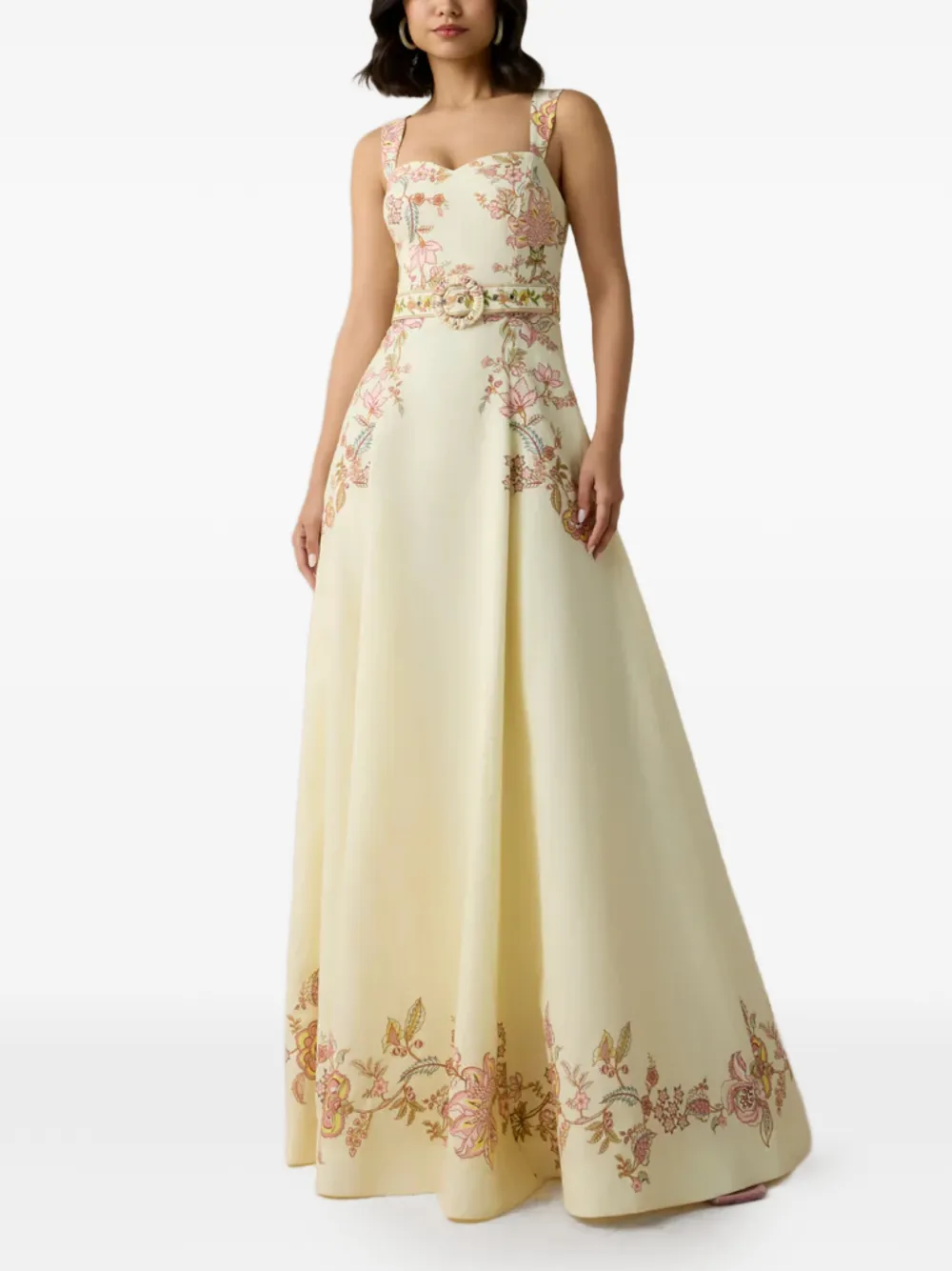 Hemant And Nandita Rian floral-print belted maxi dress - Toni neutri