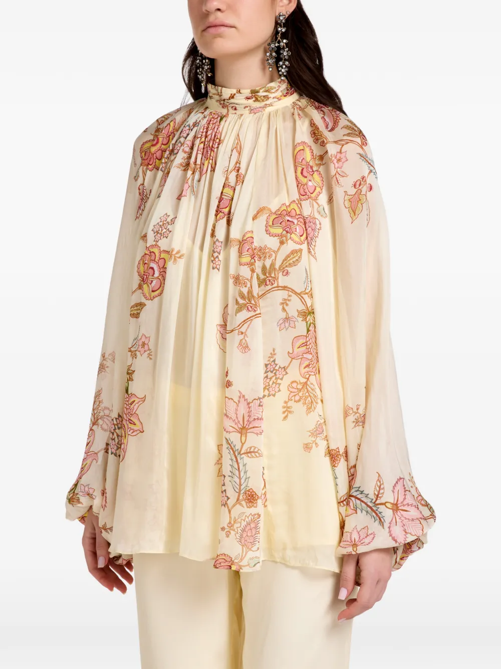 Hemant And Nandita floral-print blouse - Toni neutri