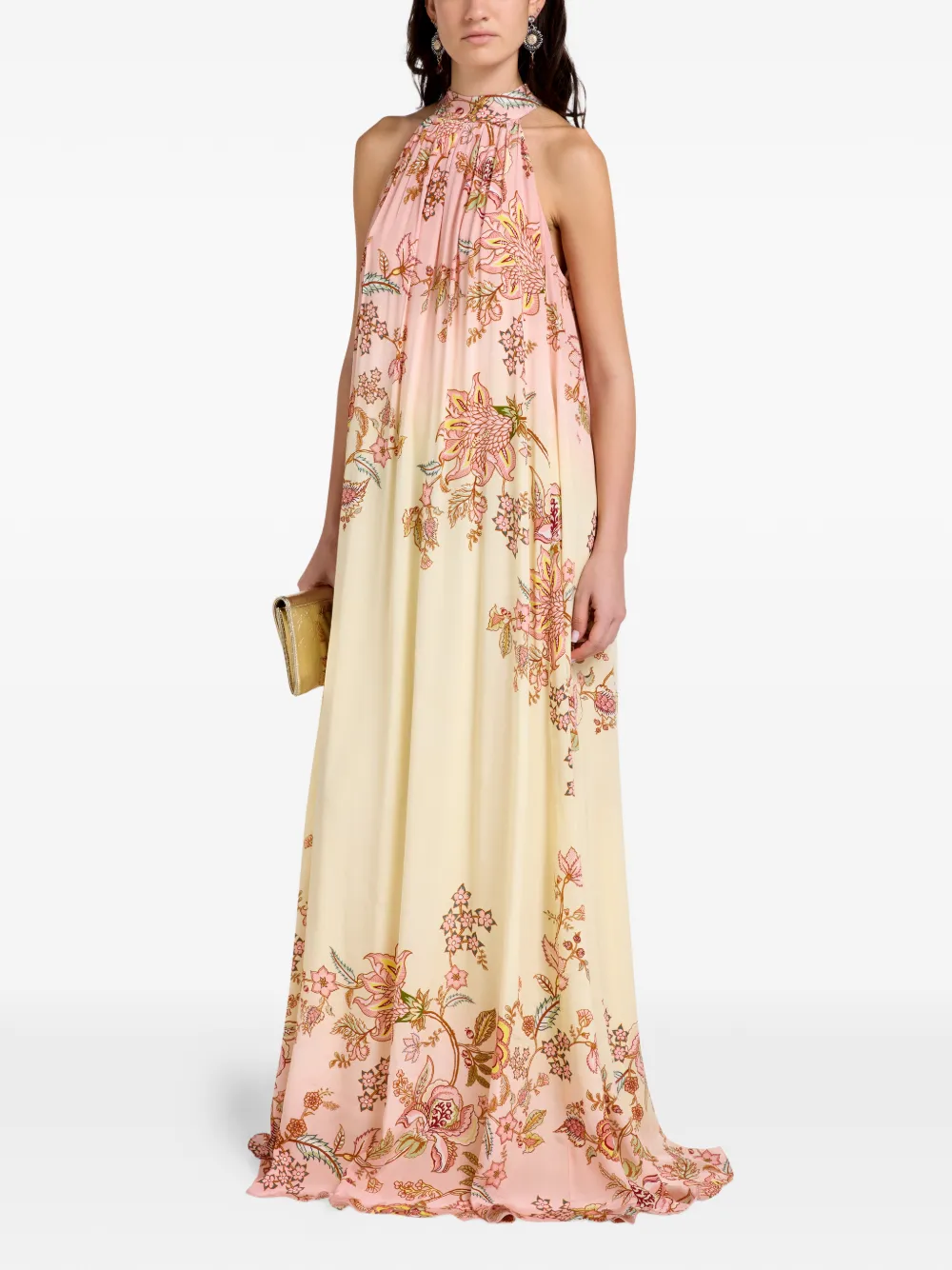 Hemant And Nandita floral-print halter-neck maxi dress - Toni neutri