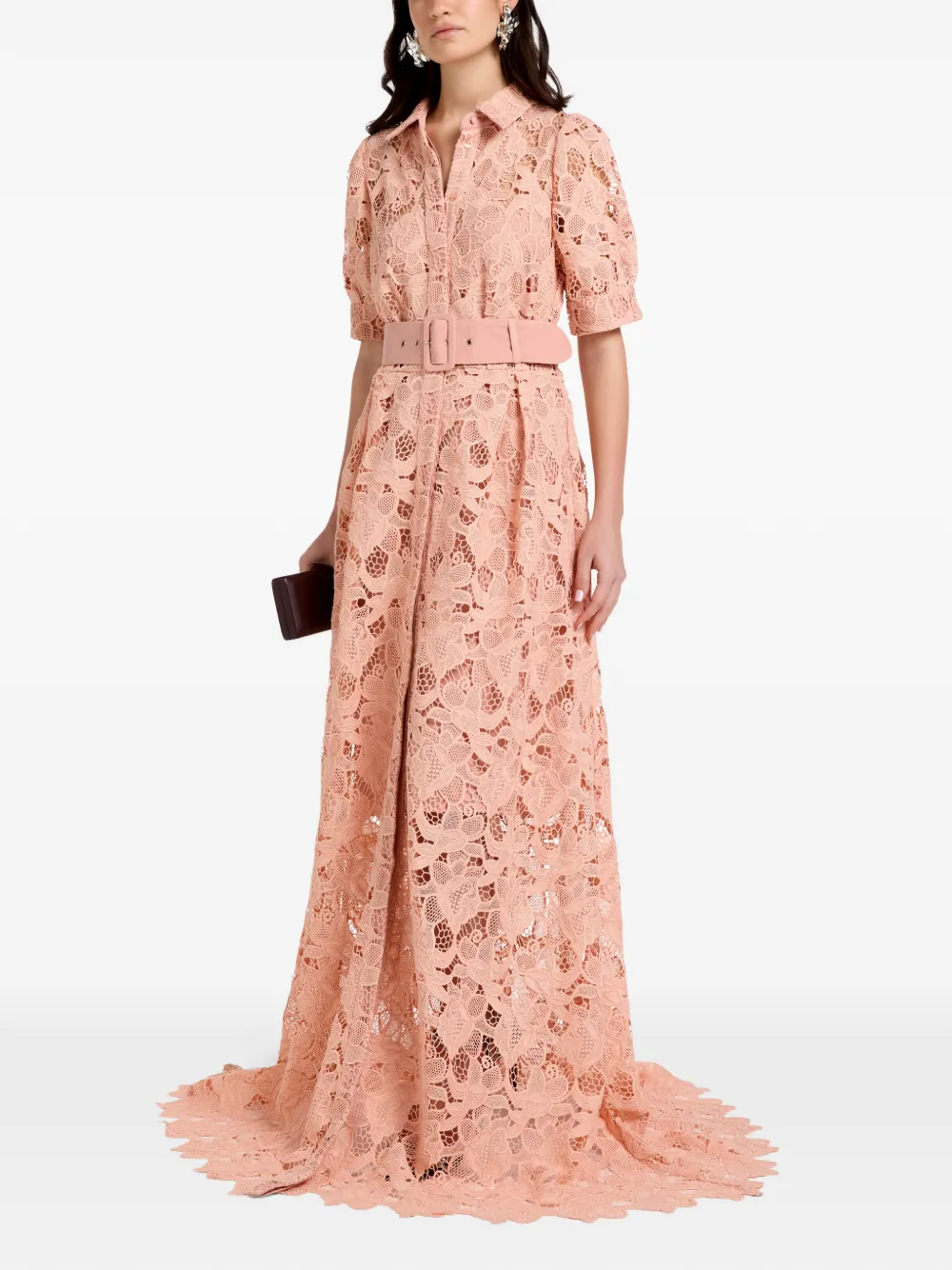 VASILIKI Ayah lace belted maxi dress - Rosa