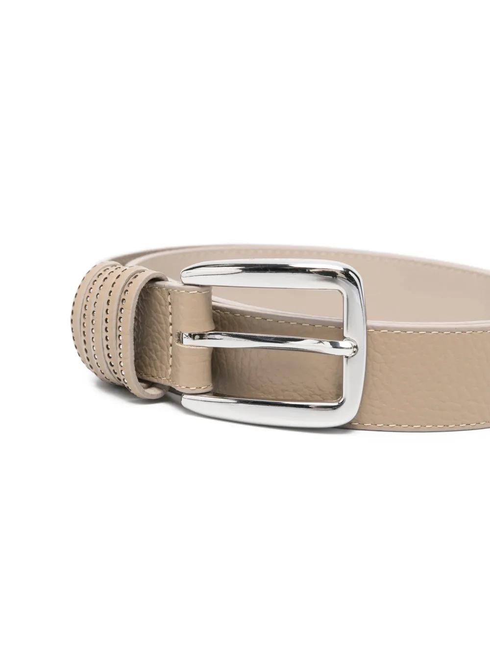 Textured-Leather Buckle Belt
