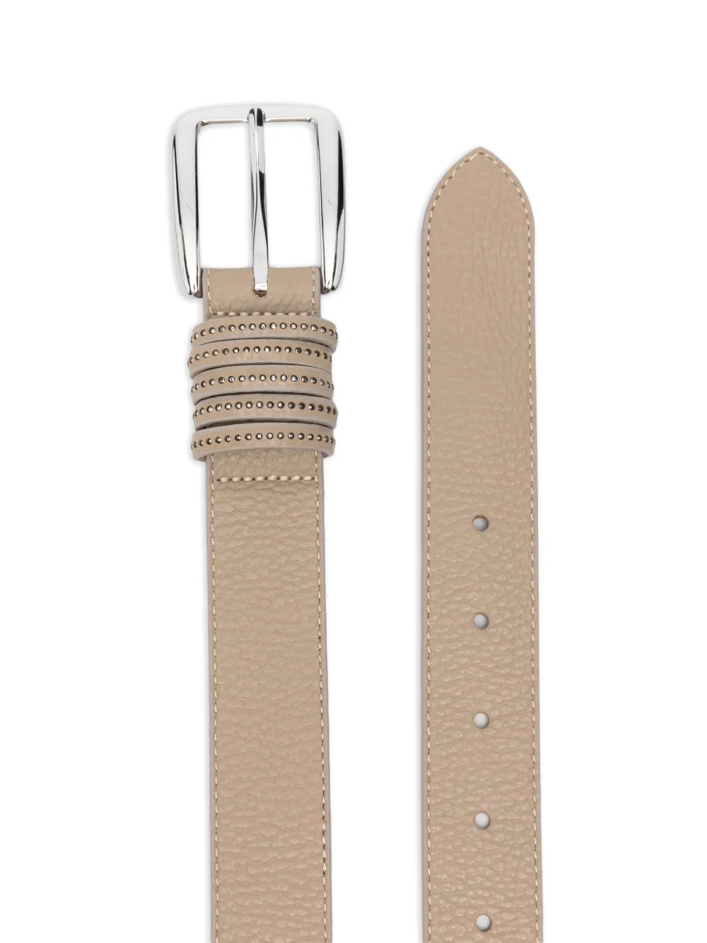 Textured-Leather Buckle Belt