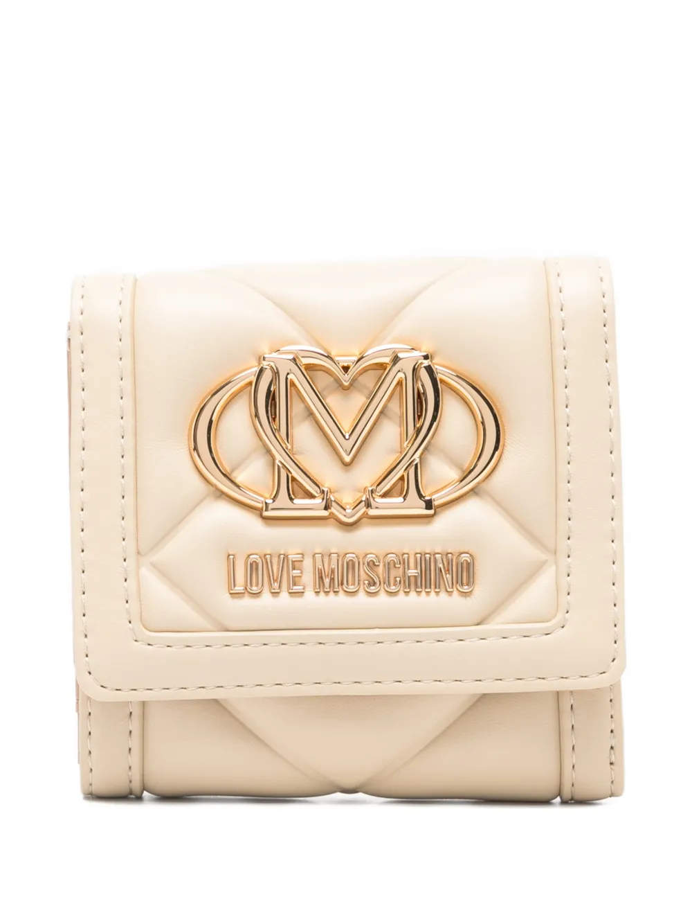 Love Moschino logo quilted wallet - Toni neutri