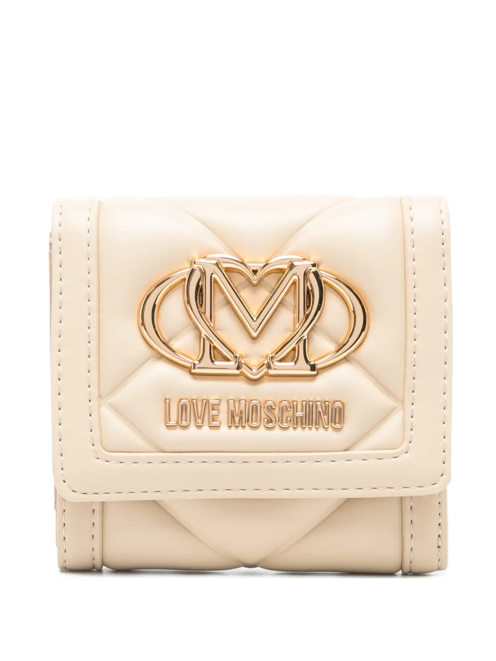 Love Moschino logo quilted wallet - Toni neutri