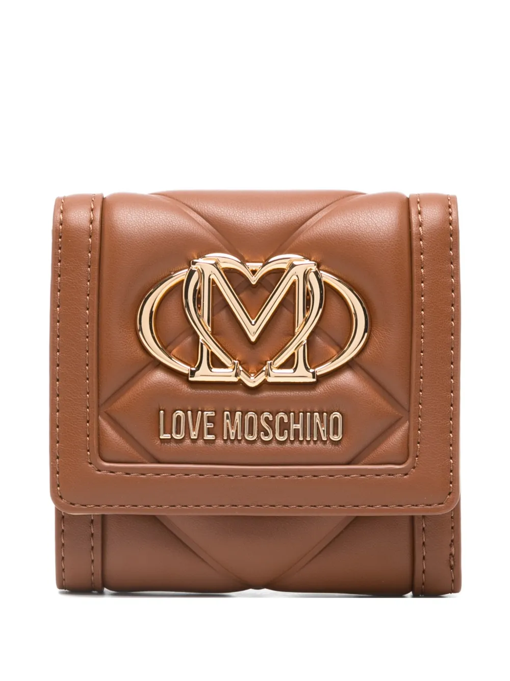 Love Moschino quilted logo wallet - Marrone