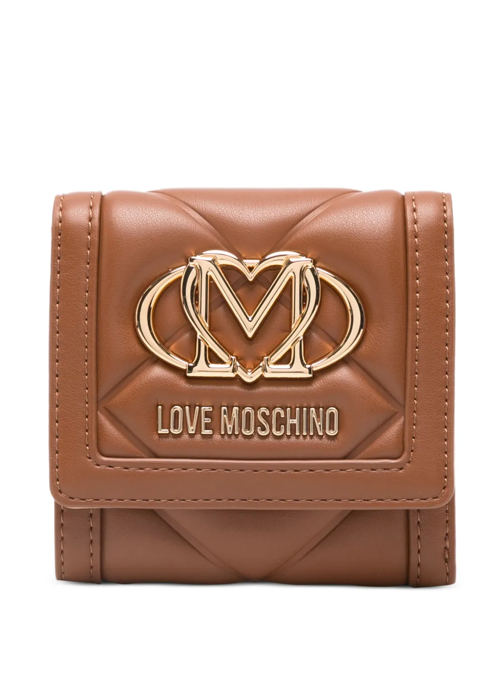 Love Moschino quilted logo wallet - Marrone