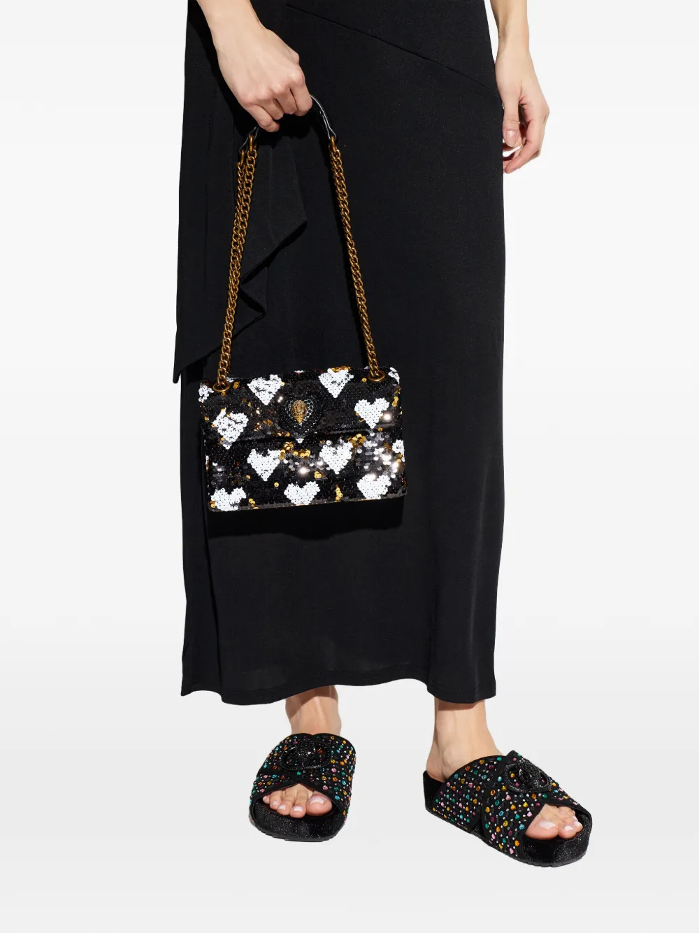 Sequin Heart Chain Shoulder Bag