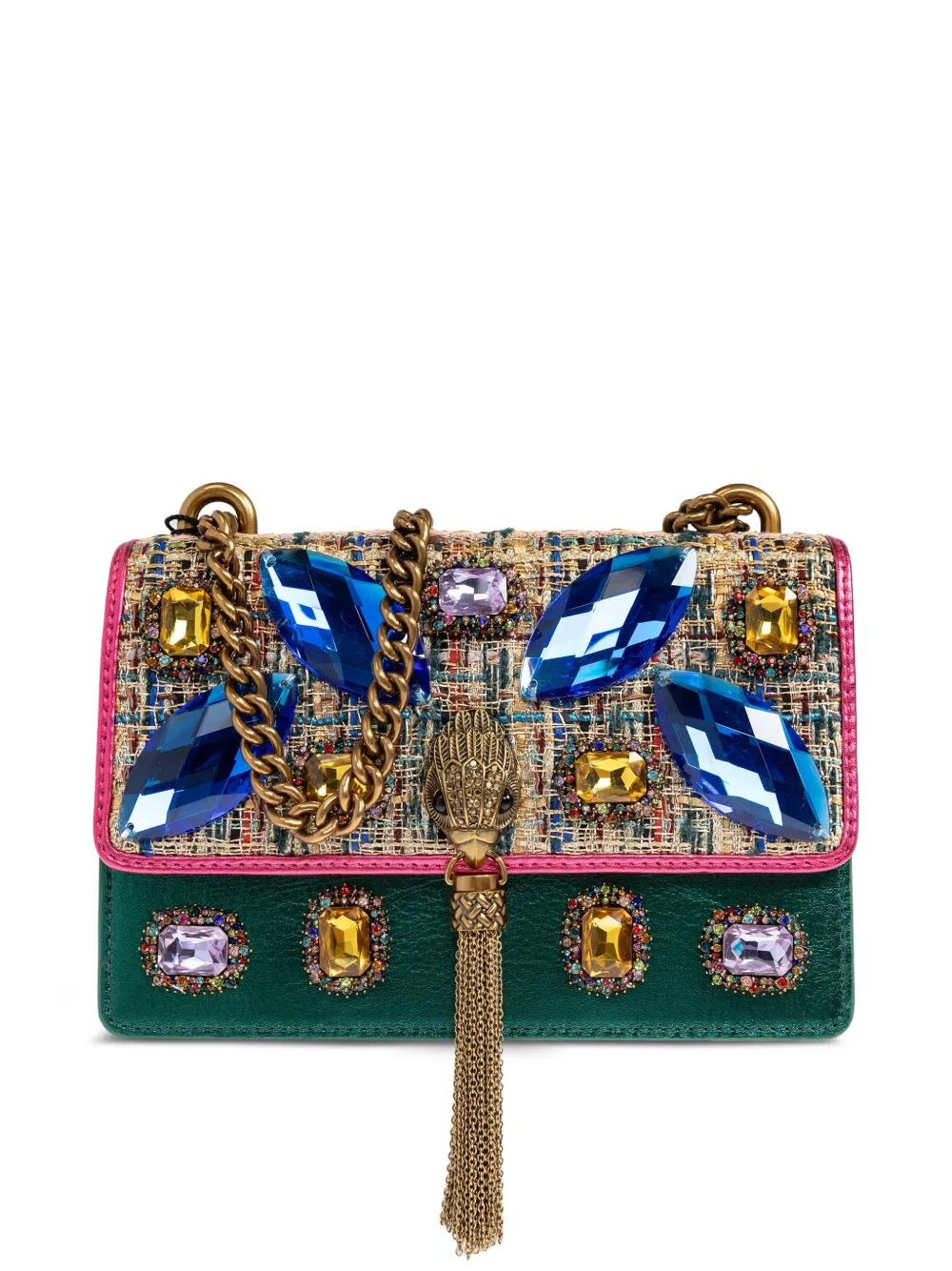 Kurt Geiger London Small Shoreditch jewel-embellished shoulder bag - Verde