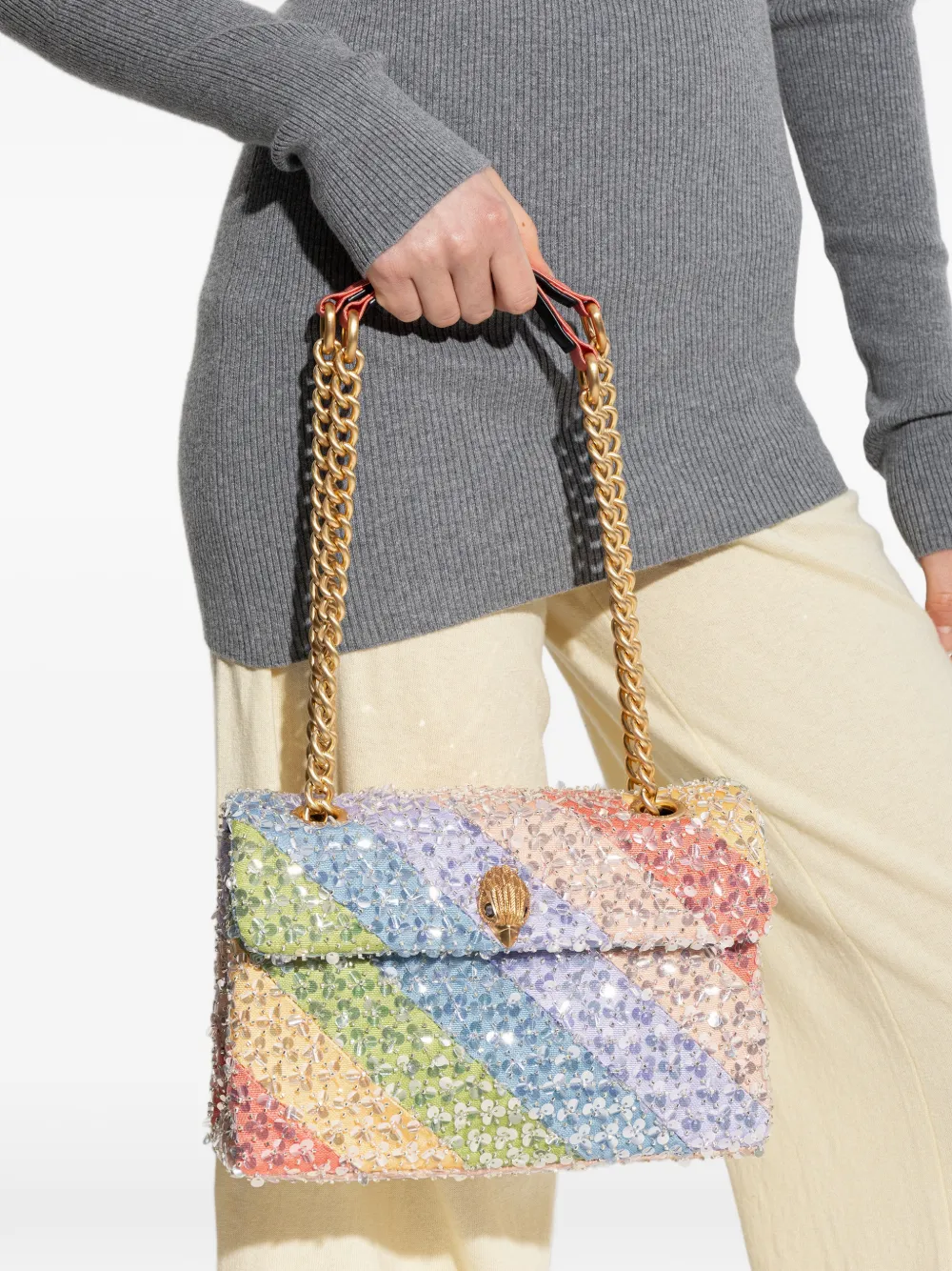 Kurt Geiger London Kensington schoudertas verfraaid met pailletten Blauw