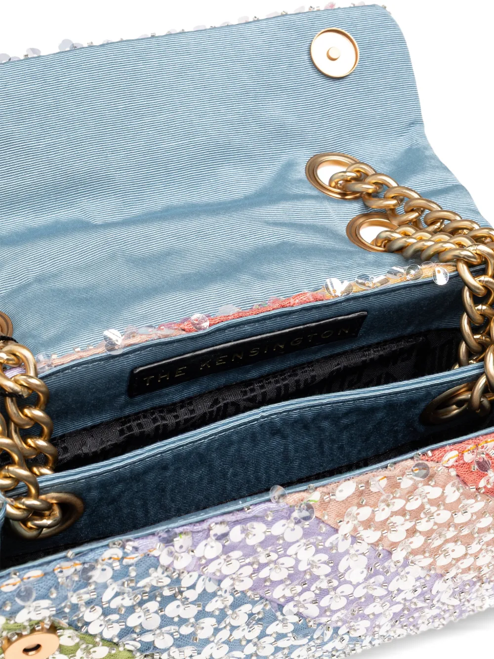 Kurt Geiger London Kensington schoudertas verfraaid met pailletten Blauw