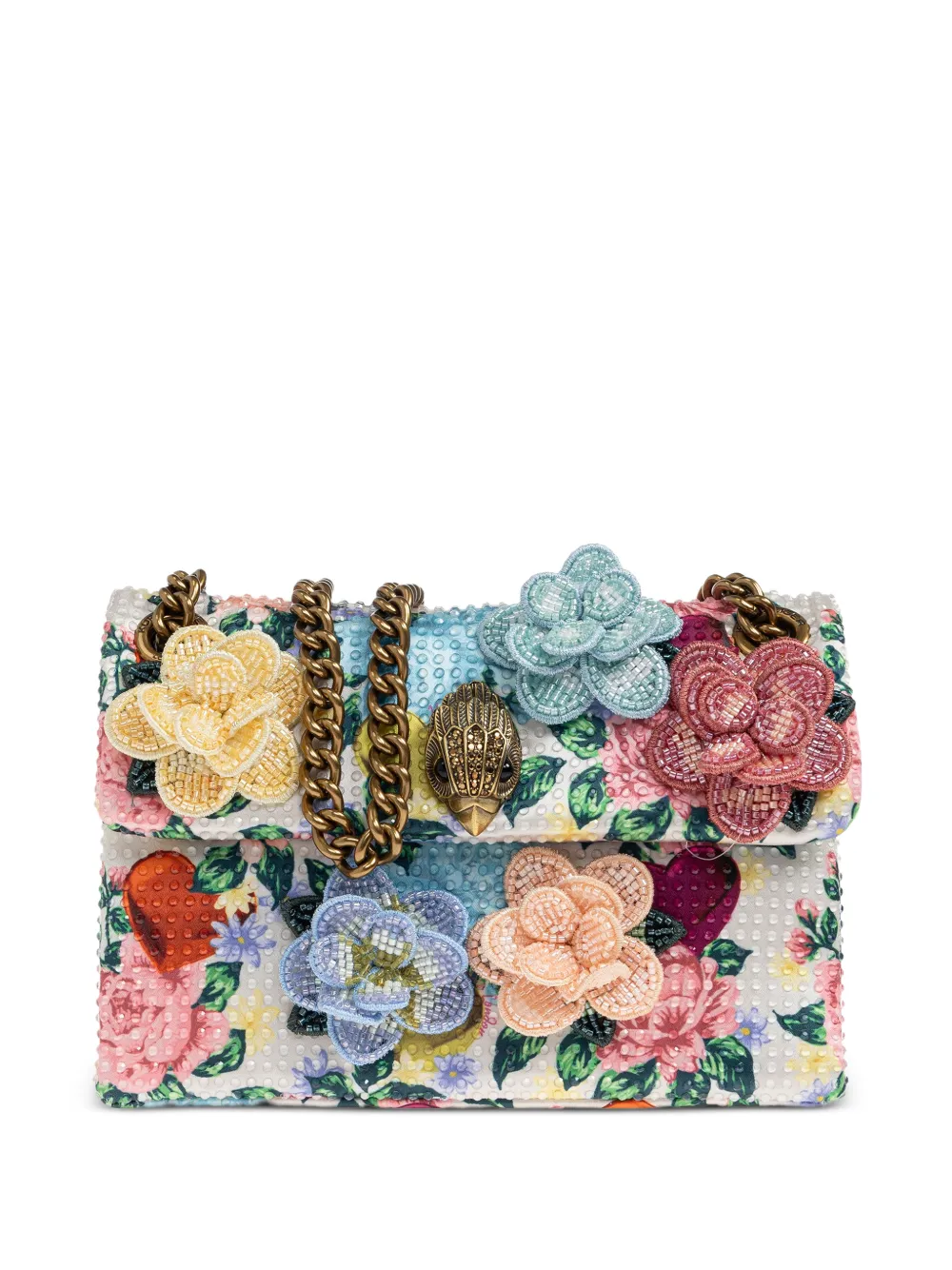 Kurt Geiger London Mini Kensington flower-embellished shoulder bag - Bianco