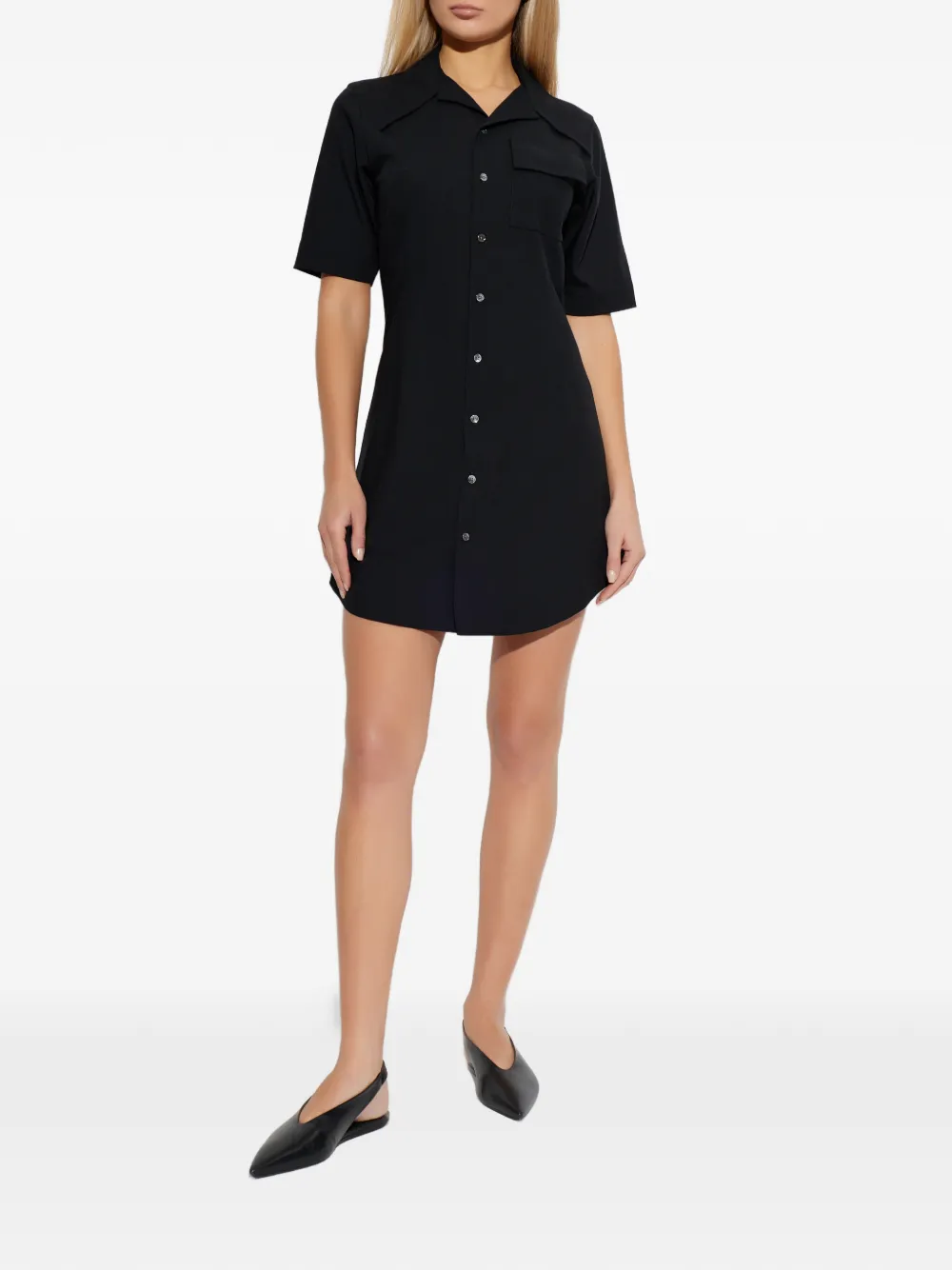  Ami Paris Button Short-sleeve Dress - Black 
