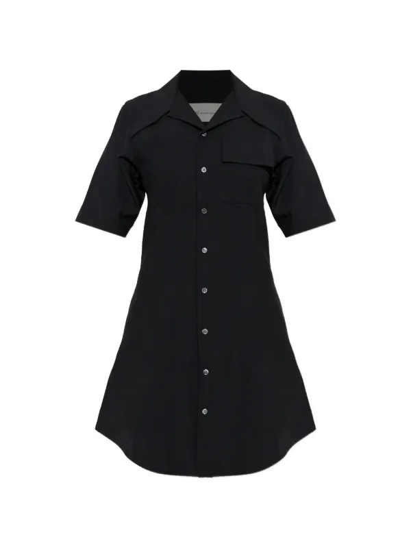 Ami Paris Button Short-sleeve Dress in Black