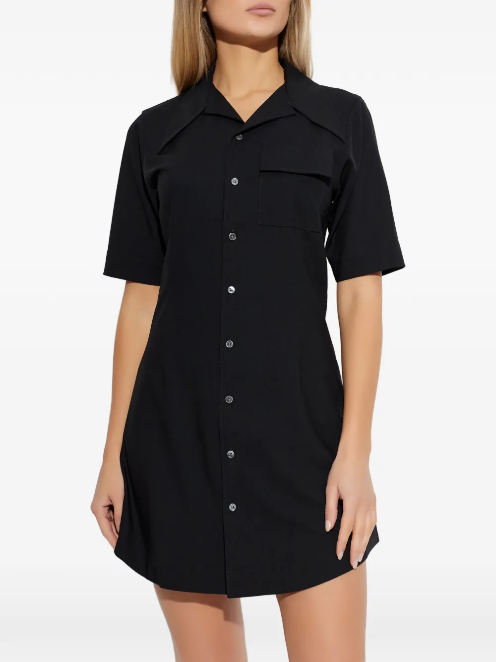  Ami Paris Button Short-sleeve Dress - Black 