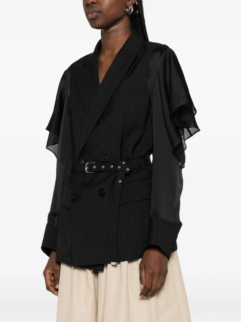 sacai Blazer met krijtstreep Zwart