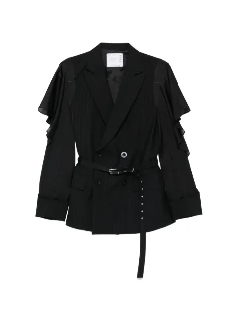 sacai pinstripe belted blazer