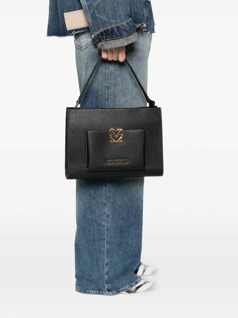 Love Moschino Shopper met logoplakkaat Zwart