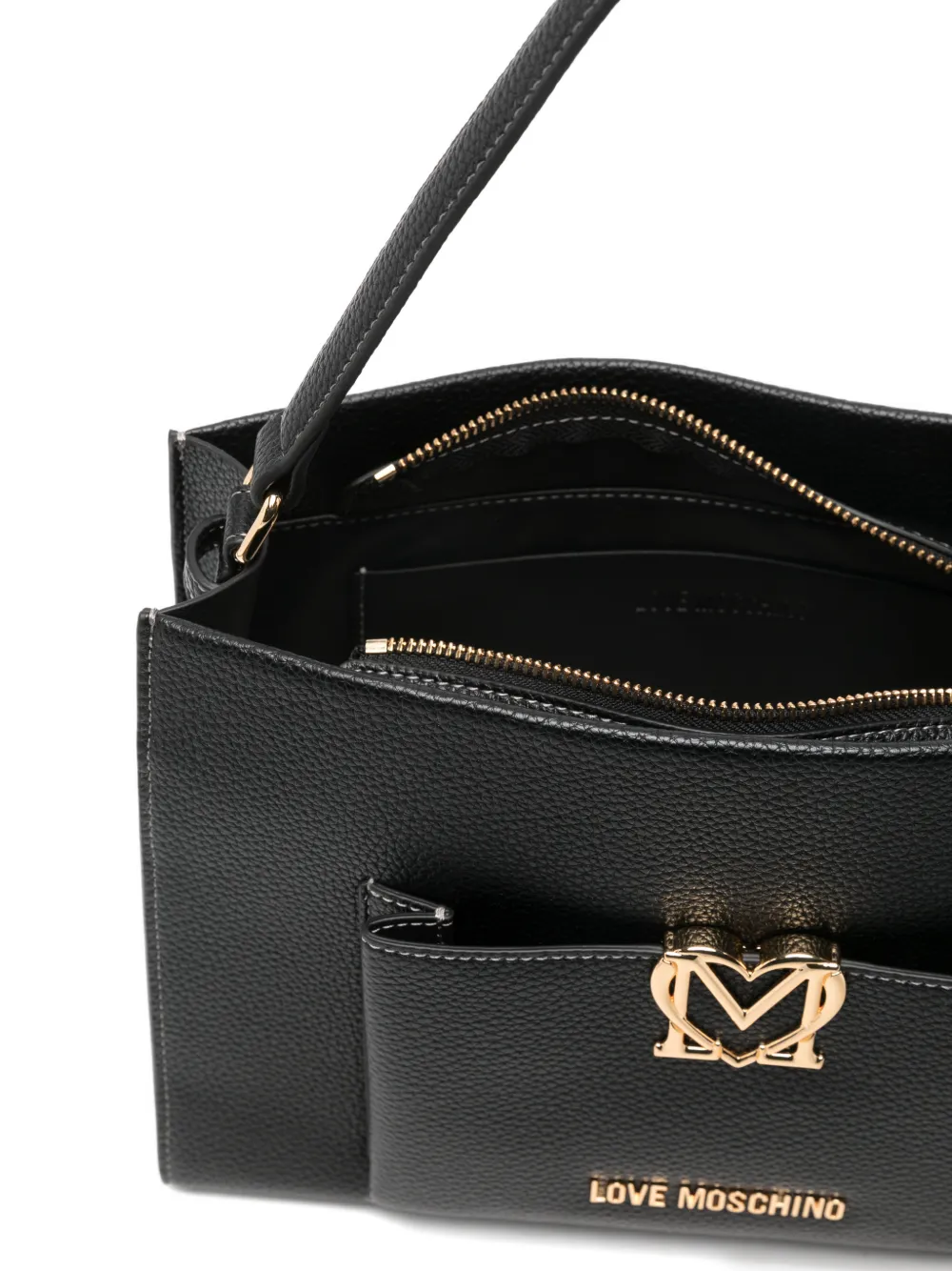 Love Moschino Shopper met logoplakkaat Zwart