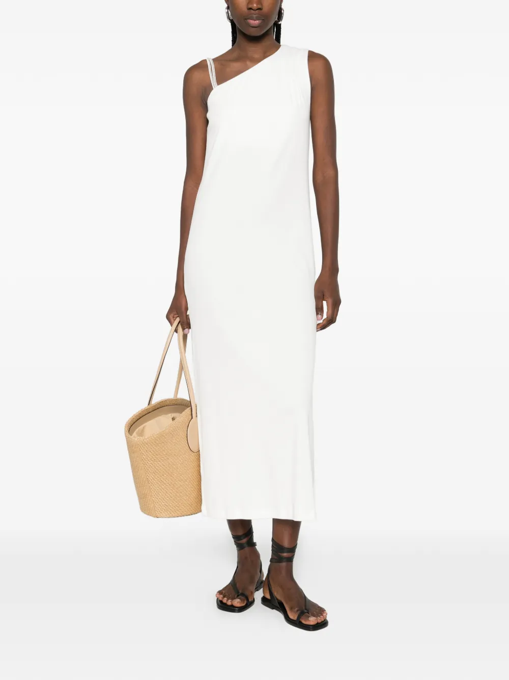  Panicale One-shoulder Midi Dress - Neutrals 