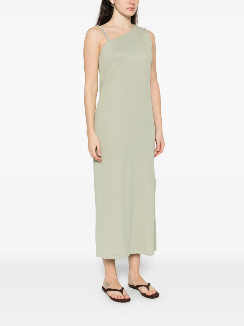  Panicale One-shoulder Embellished Midi Dress - Green 