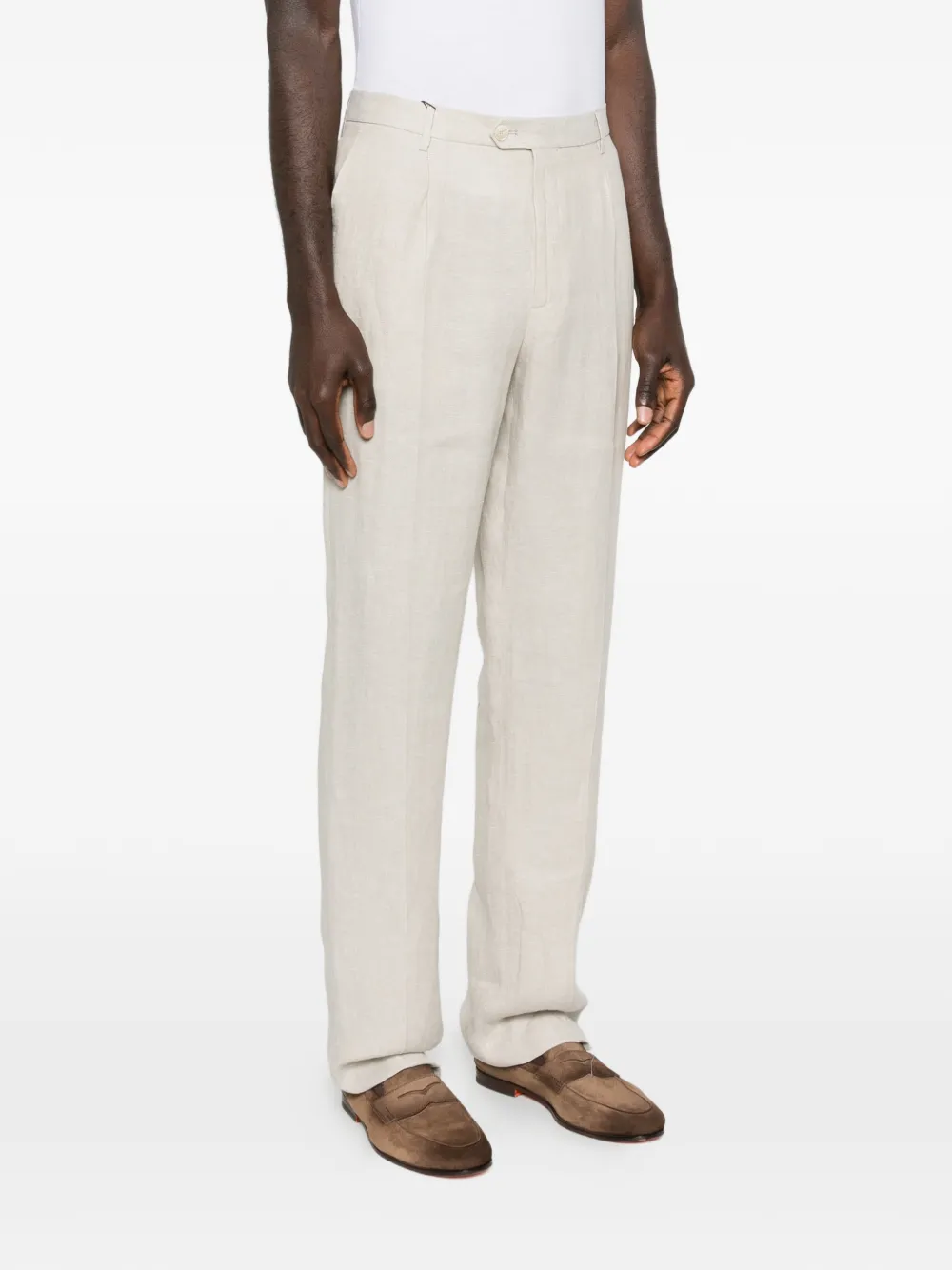 ETRO Geplooide broek met riemlussen Beige