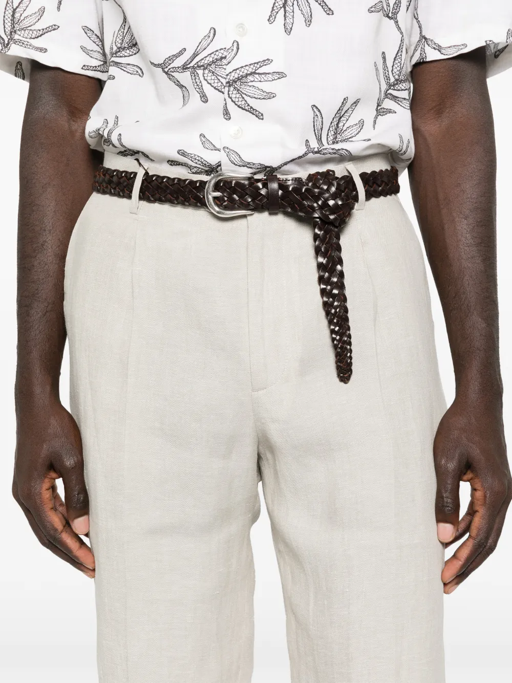 ETRO Geplooide broek met riemlussen Beige