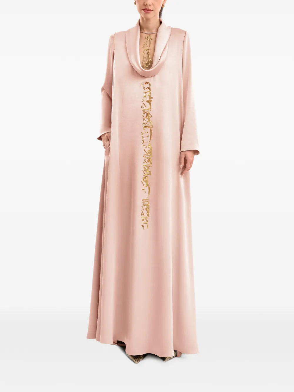 Gemy Maalouf cowl calligraphy kaftan - Rosa