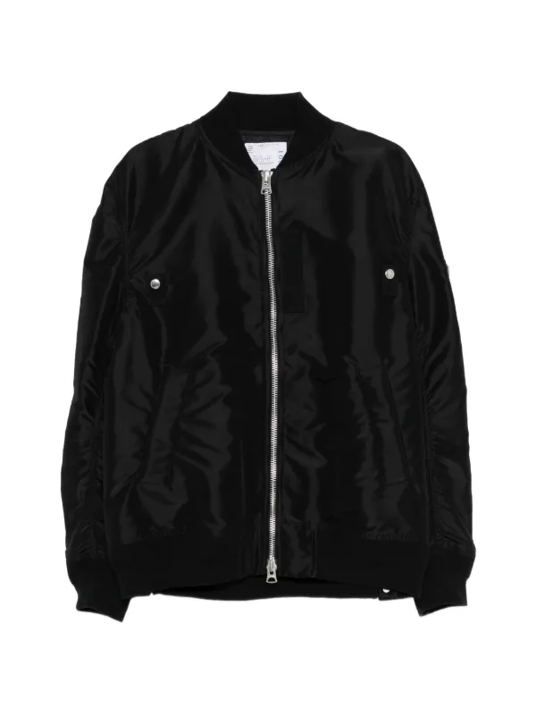 Sacai ジップアップ ボンバージャケット | ブラック | FARFETCH JP