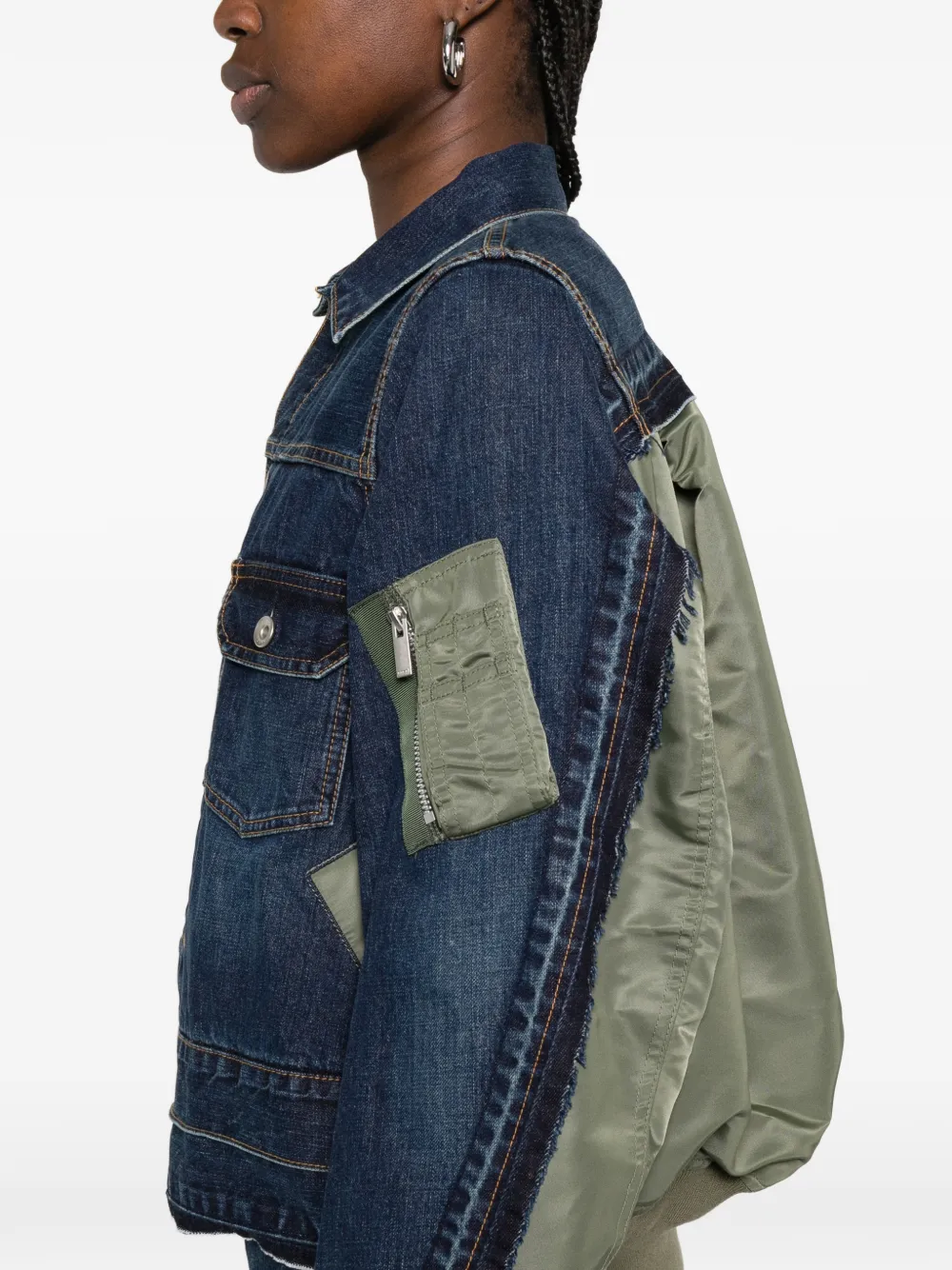 sacai Denim jack met opgestikte zak Blauw
