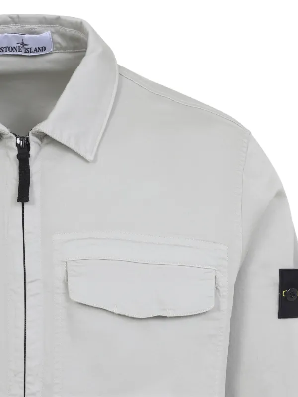 Stone Island logo-patch zip-up Overshirt | Neutrals | FARFETCH