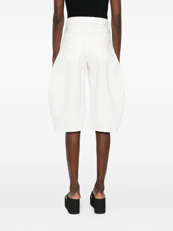 Sacai Belted Denim Shorts | White | FARFETCH