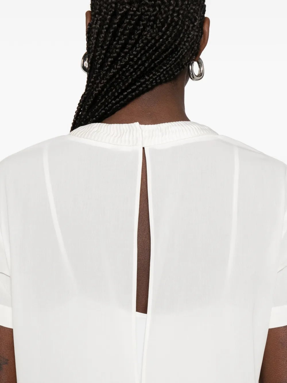 sacai Asymmetrische jurk met korte mouwen en ruches Wit